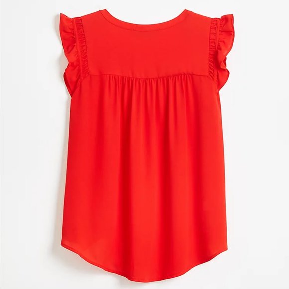 LOFT | Plus Ruffle Sleeve Split Neck Shell - Picture 5 of 5